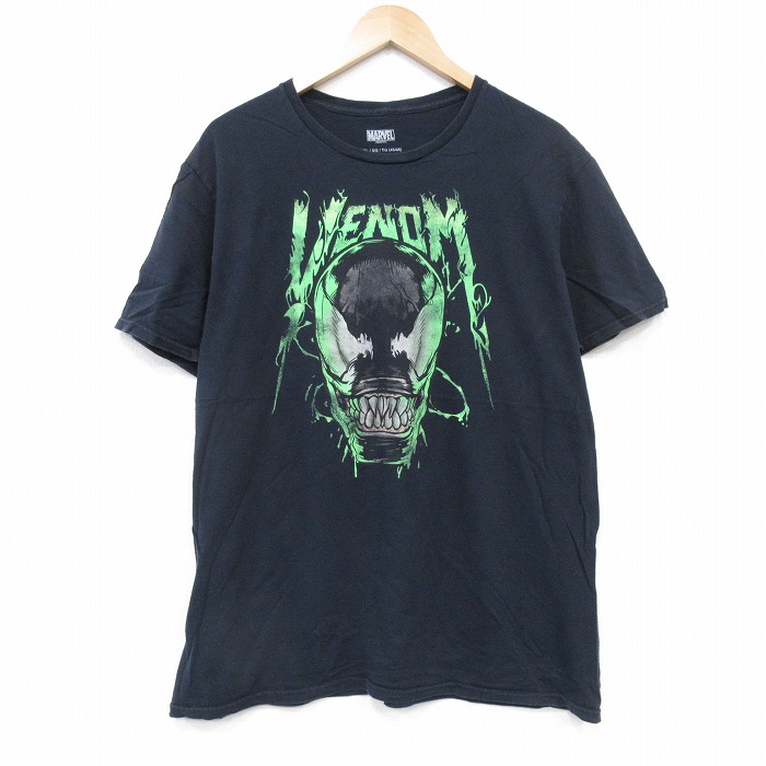 【20%OFF】XL★古着 半袖 Tシャツ メンズ マーベル ヴェノム コットン クルーネック 黒 ブラック 25aug25 中古