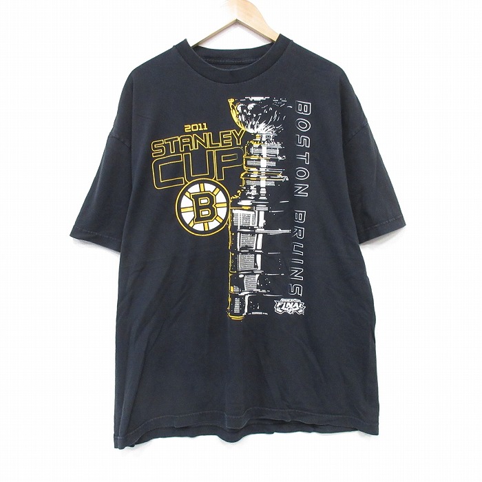 半袖Tシャツ ボストンブルーインズプリント ブラック XL | 古着