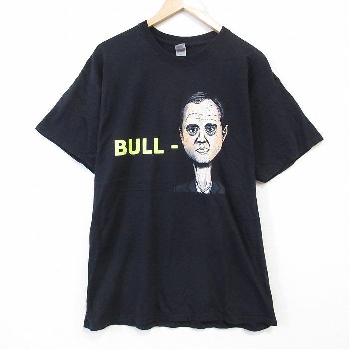 XL★古着 半袖 Tシャツ メンズ BULL コットン クルーネック 黒 ブラック 25aug26 中古