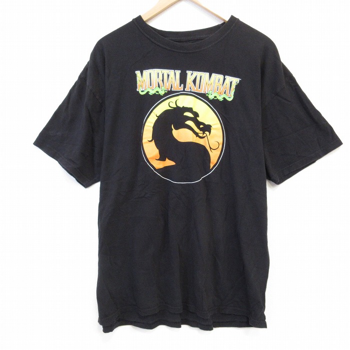 XL★古着 半袖 Tシャツ メンズ ゲーム モータルコンバット 大きいサイズ コットン クルーネック 黒 ブラック 25aug26 中古