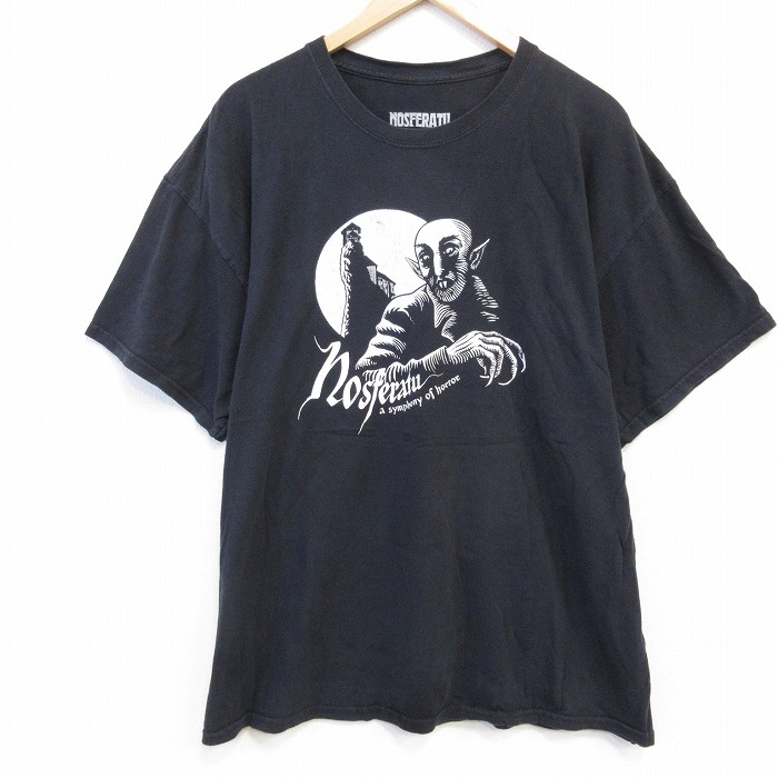 XL★古着 半袖 Tシャツ メンズ ドラキュラ 大きいサイズ コットン クルーネック 黒 ブラック 25aug26 中古