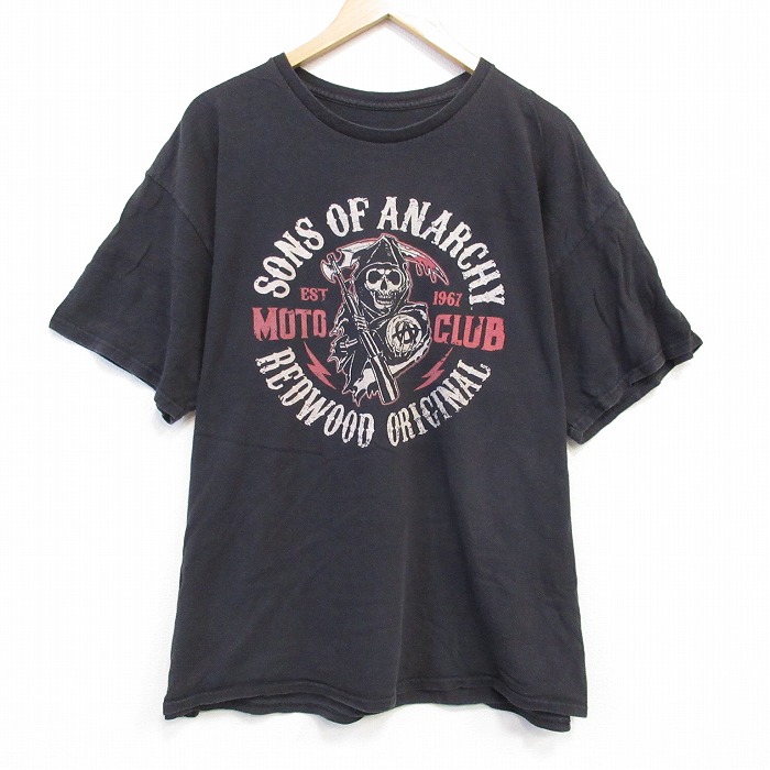 XL★古着 半袖 Tシャツ メンズ ドラマ サンズオブアナーキー サンオブアナーキー 大きいサイズ クルーネック 黒 ブラック 25aug26 中古