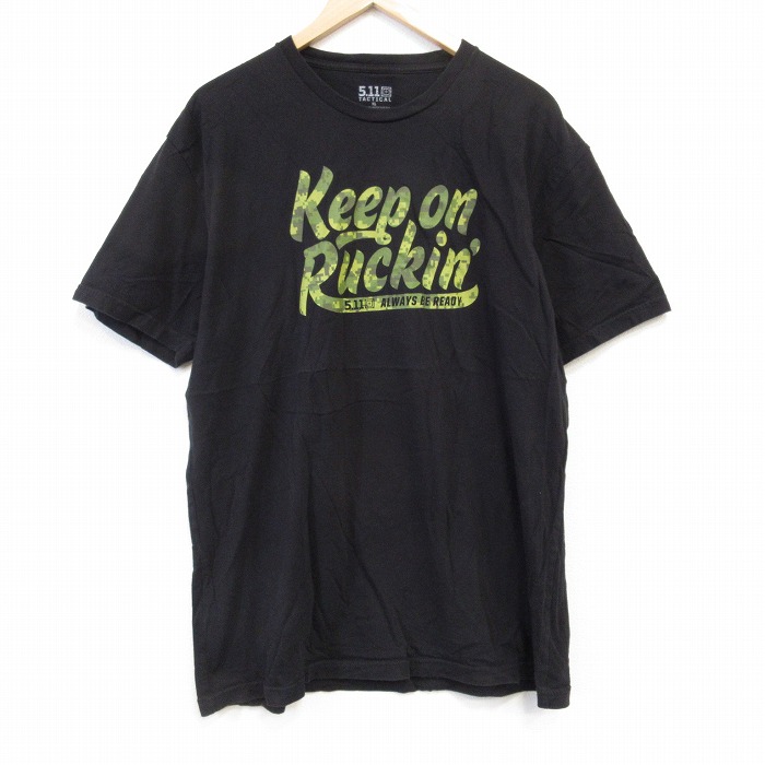 【50%OFF】XL★古着 5.11タクティカル 半袖 Tシャツ メンズ キープオン コットン クルーネック USA製 黒 ブラック 25aug27 中古