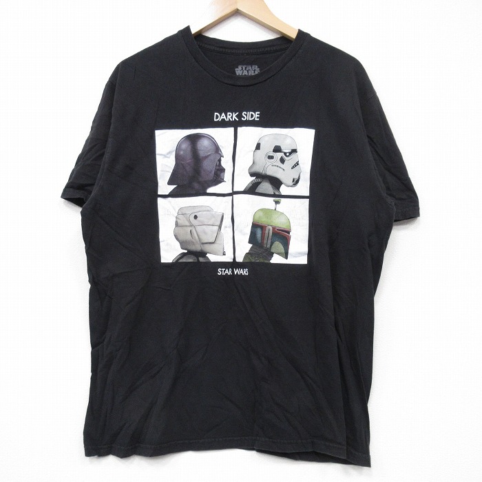 【50%OFF】L★古着 半袖 Tシャツ メンズ スターウォーズ STAR WARS ダークサイド コットン クルーネック 黒 ブラック 25aug27 中古
