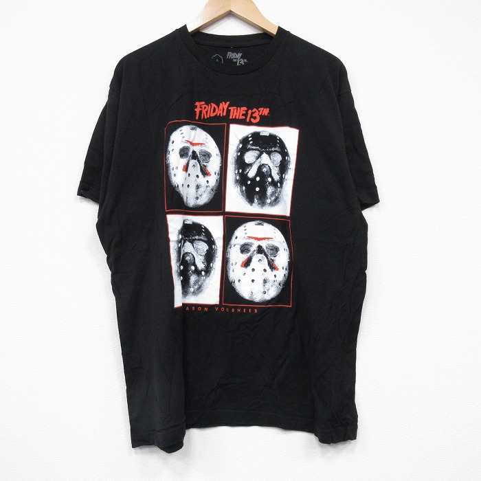 【50%OFF】XL★古着 半袖 Tシャツ メンズ ホラー映画 13日の金曜日 コットン クルーネック 黒 ブラック 【spe】 25aug27 中古