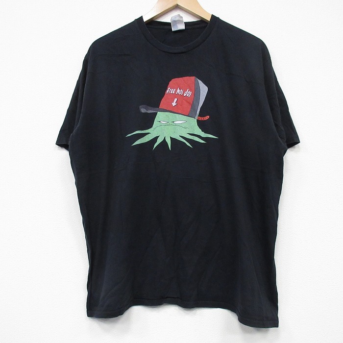 XL★古着 半袖 Tシャツ メンズ SQUiDBiLLiES コットン クルーネック 黒 ブラック 25aug27 中古