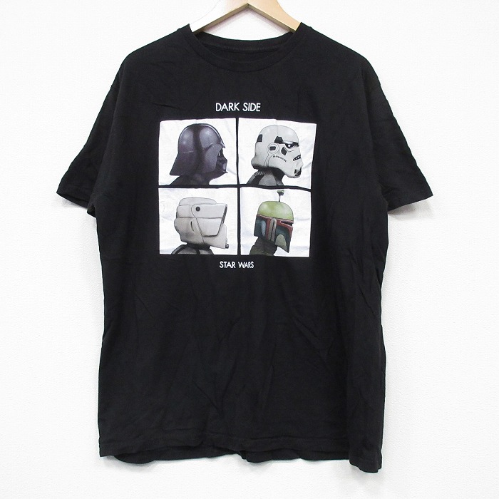 XL★古着 半袖 Tシャツ メンズ スターウォーズ STAR WARS ダークサイド コットン クルーネック 黒 ブラック 25aug27 中古