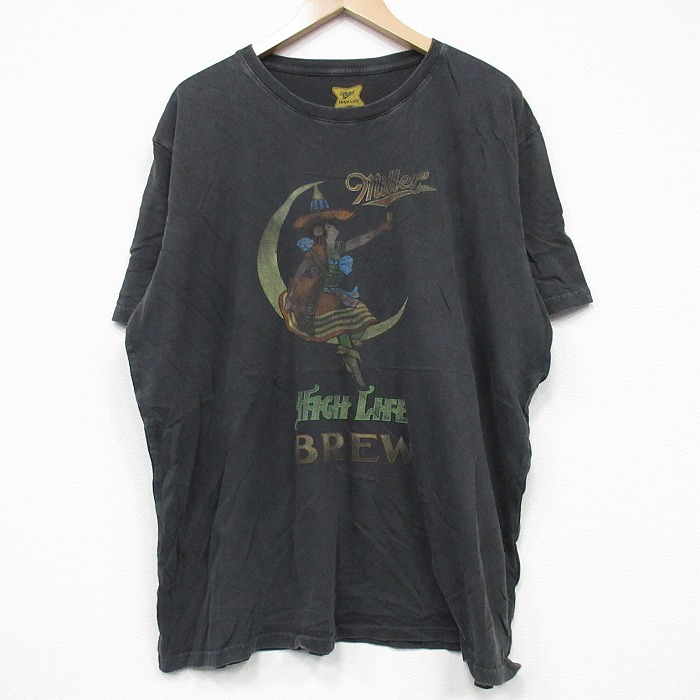XL★古着 半袖 Tシャツ メンズ ミラー 大きいサイズ クルーネック 濃グレー 25aug27 中古