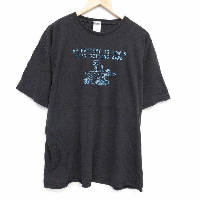 XL★古着 半袖 Tシャツ メンズ マシーン 大きいサイズ コットン クルーネック 黒 ブラック 25aug28 中古