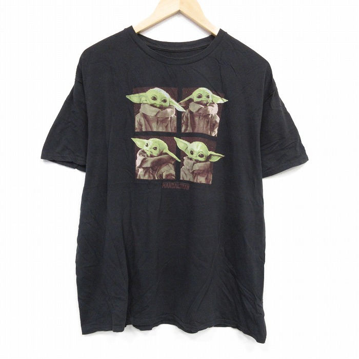 XL★古着 半袖 Tシャツ メンズ スターウォーズ STAR WARS グローグー コットン クルーネック 黒 ブラック 25aug28 中古
