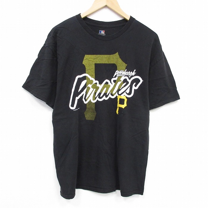 【50%OFF】XL★古着 半袖 Tシャツ メンズ MLB ピッツバーグパイレーツ クルーネック 黒 ブラック メジャーリーグ ベースボール 野球 25aug28 中古