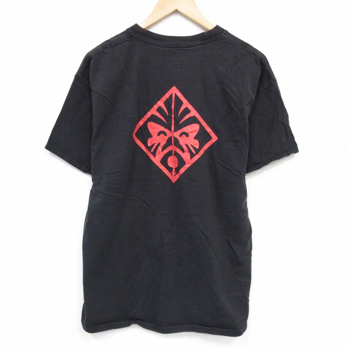 【20%OFF】L★古着 ヘインズ Hanes 半袖 Tシャツ メンズ OMEN コットン クルーネック 黒 ブラック 25aug28 中古