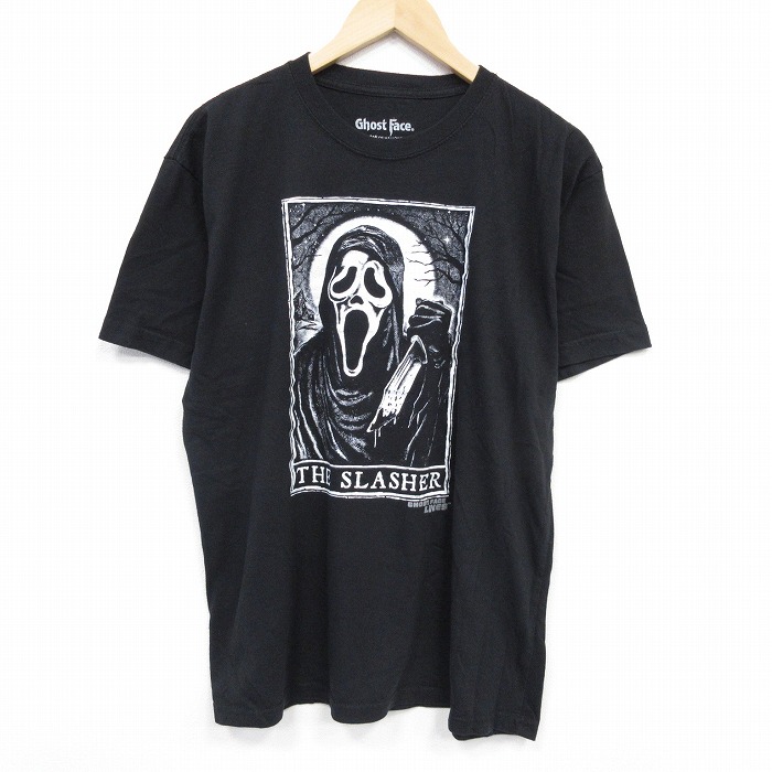 【20%OFF】XL★古着 半袖 Tシャツ メンズ ホラー映画 スクリーム クルーネック 黒 ブラック 25aug28 中古