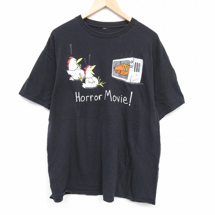 XL★古着 半袖 Tシャツ メンズ ホラームービー 大きいサイズ クルーネック 黒 ブラック 25aug28 中古