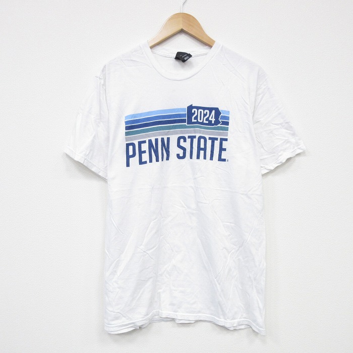 L★古着 ヘインズ Hanes 半袖 Tシャツ メンズ PENN コットン クルーネック 白 ホワイト 25sep01 中古
