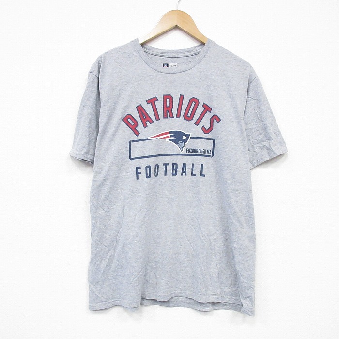 XL★古着 半袖 Tシャツ メンズ NFL ニューイングランドペイトリオッツ クルーネック グレー 霜降り アメフト スーパーボウル 25sep01 中古