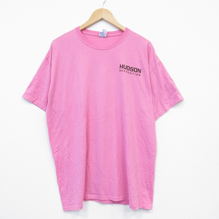 XL★古着 ジャージーズ 半袖 Tシャツ メンズ ハドソン 大きいサイズ クルーネック ピンク 25aug29 中古