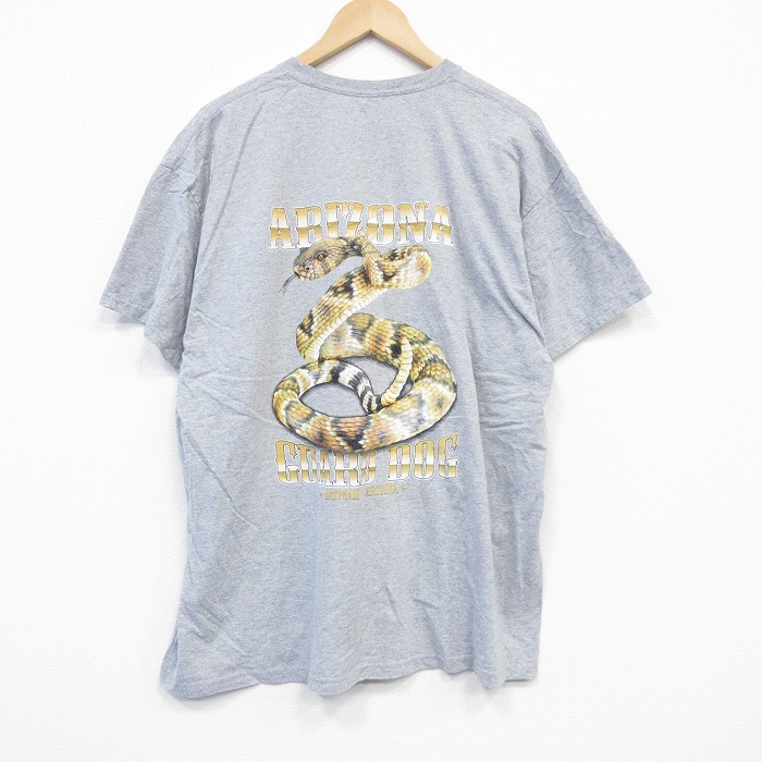 XL★古着 ジャージーズ 半袖 Tシャツ メンズ ヘビ 大きいサイズ クルーネック グレー 霜降り 25aug29 中古