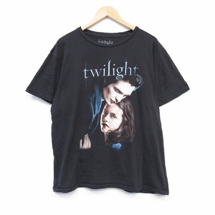 XL★古着 半袖 Tシャツ メンズ 映画 トワイライト 大きいサイズ コットン クルーネック 黒 ブラック 25aug29 中古