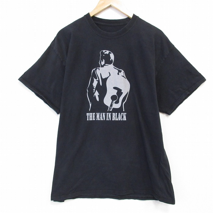 半袖Tシャツ THE MAN IN BLACKプリント ブラック XL | 古着