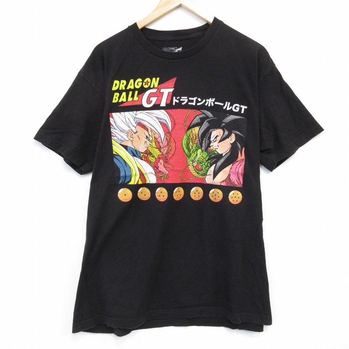 XL★古着 半袖 Tシャツ メンズ アニメ ドラゴンボールGT 大きいサイズ コットン クルーネック 黒 ブラック 【spe】 25aug30 中古