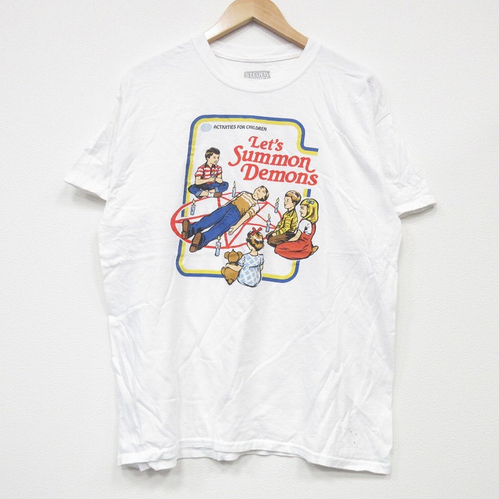 L★古着 スティーブンローズ 半袖 Tシャツ メンズ Demons コットン クルーネック 白 ホワイト 25sep03 中古