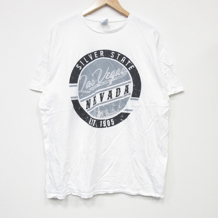 XL★古着 半袖 Tシャツ メンズ ネバダ コットン クルーネック 白 ホワイト 25sep03 中古