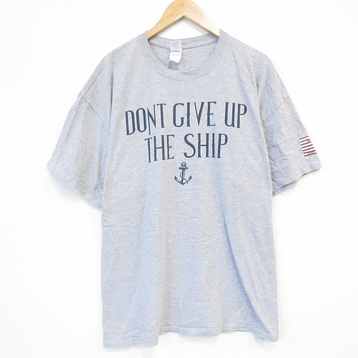 【20%OFF】XL★古着 半袖 Tシャツ メンズ THE SHIP 大きいサイズ クルーネック グレー 霜降り 25sep05 中古