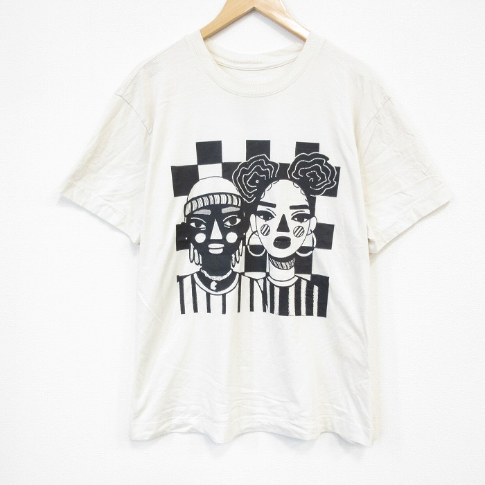 XL★古着 半袖 Tシャツ メンズ ブラックヒストリー 大きいサイズ クルーネック ベージュ カーキ 25sep05 中古