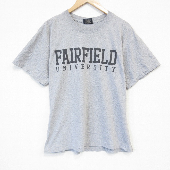 L★古着 MVスポーツ 半袖 Tシャツ メンズ フェアフィールド クルーネック グレー 霜降り 25sep05 中古