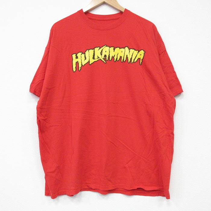 XL★古着 半袖 Tシャツ メンズ ハルクマニア 大きいサイズ クルーネック 赤 レッド 25sep08 中古