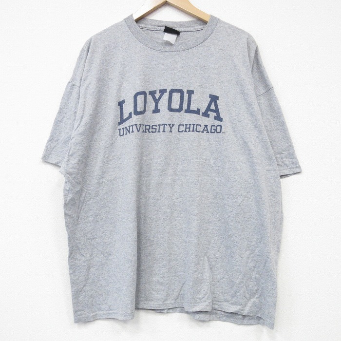 XL★古着 半袖 Tシャツ メンズ LOYOLA 大きいサイズ クルーネック グレー 霜降り 25sep08 中古