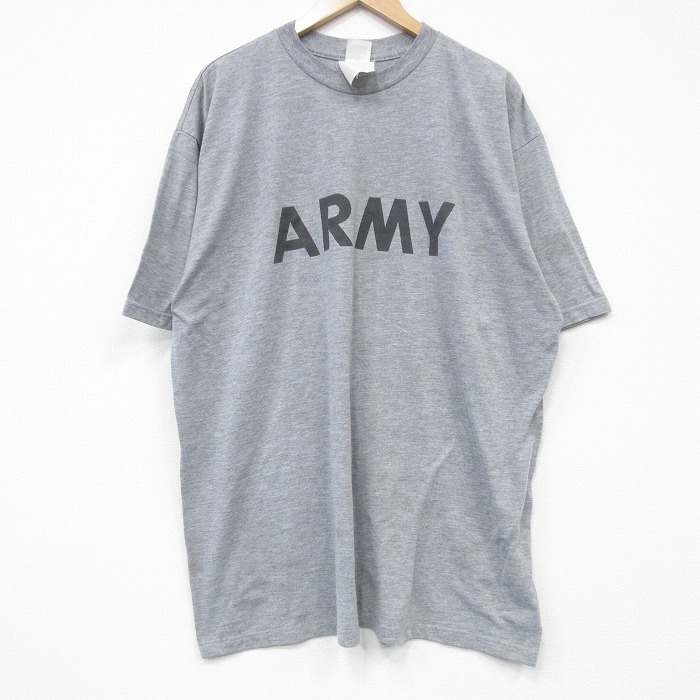 【20%OFF】XL★古着 半袖 Tシャツ メンズ ミリタリー アーミー ARMY リフレクター 大きいサイズ クルーネック グレー 霜降り 25sep08 中古