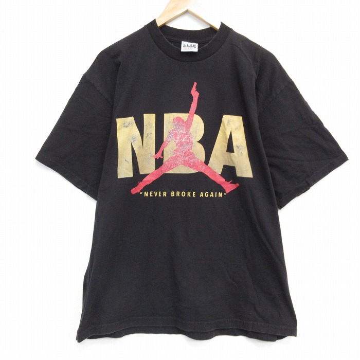 XL★古着 PRO CLUB 半袖 Tシャツ メンズ NBA コットン クルーネック 黒 ブラック 25sep08 中古