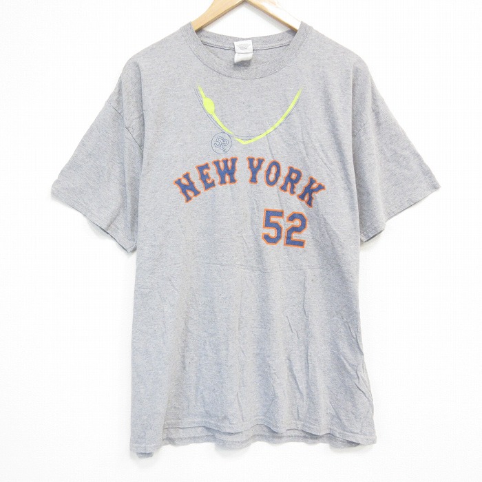 XL★古着 フルーツオブザルーム 半袖 Tシャツ メンズ ニューヨーク ダンキンドーナツ クルーネック グレー 霜降り 25sep08 中古