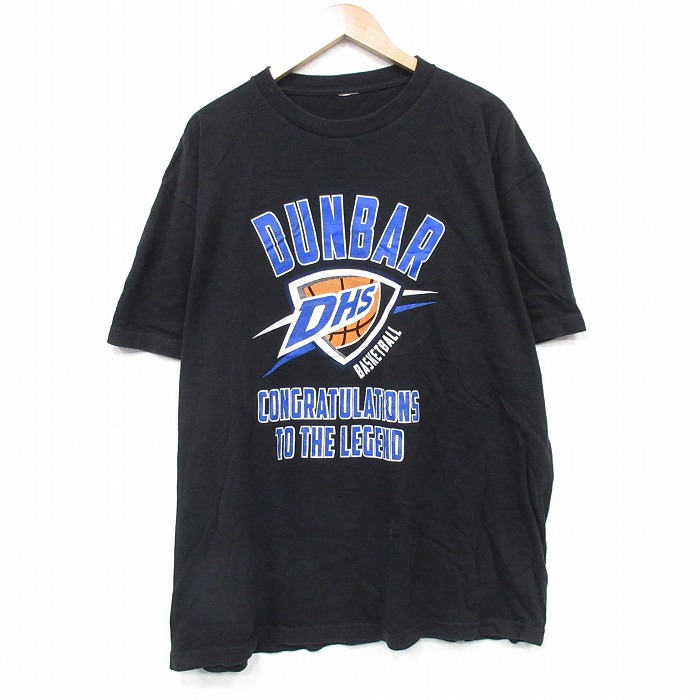 XL★古着 半袖 Tシャツ メンズ バスケットボール 大きいサイズ クルーネック 黒 ブラック 25sep20 中古