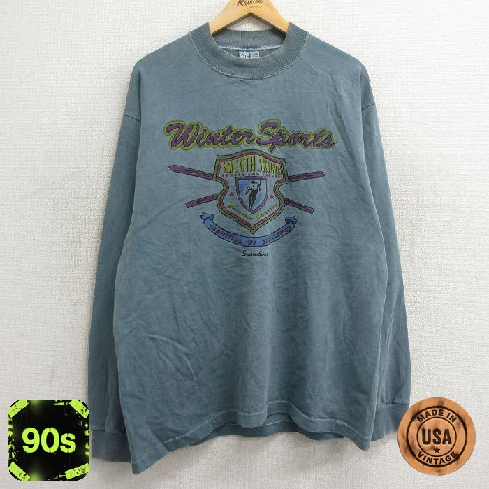 SDI 90s 長袖Tシャツ モックネック グリーン XL | 古着
