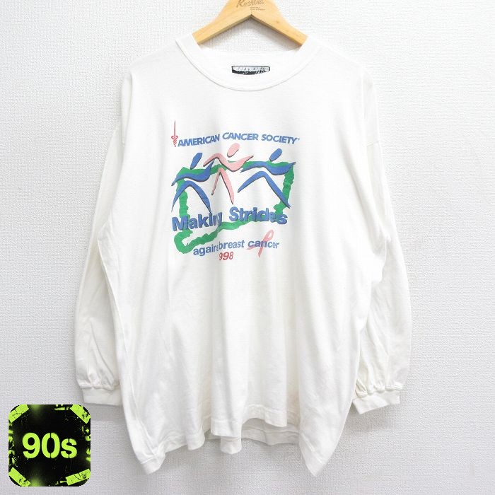 90s 長袖Tシャツ AMERICAN CANCER SOCIETY ホワイト XL | 古着
