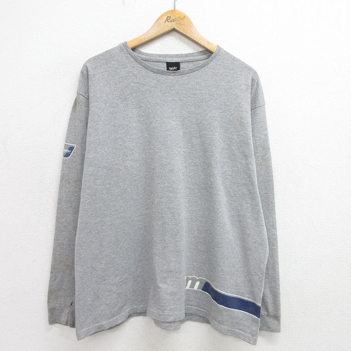 【50%OFF】XL★古着 モッシモ 長袖 ビンテージ Tシャツ メンズ 90年代 90s 大きいサイズ クルーネック USA製 グレー 霜降り 【spe】 24jun08 中古