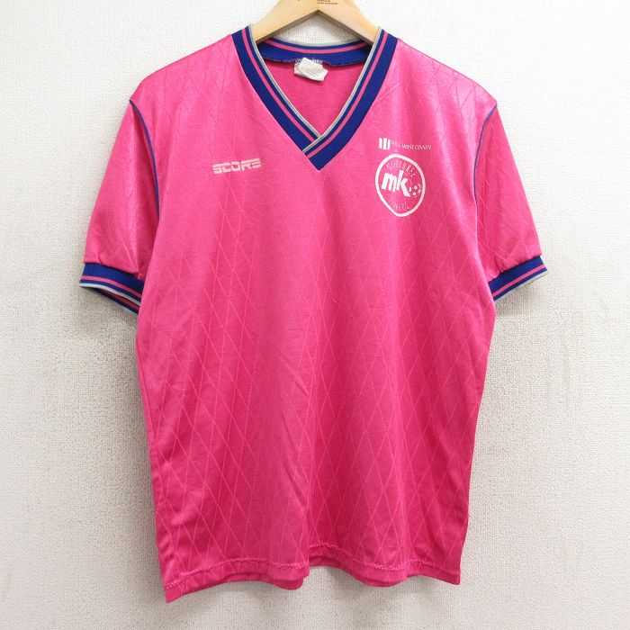 L★古着 半袖 ビンテージ Tシャツ メンズ 80年代 80s サッカー mk 15 Vネック USA製 ピンク他 24jun21 中古