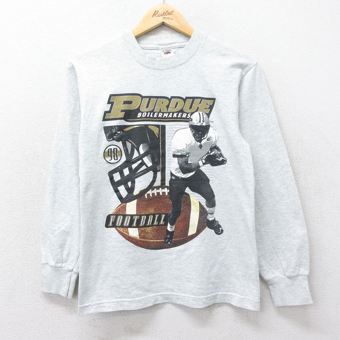 【50%OFF】フルーツオブザルーム 90s 長袖Tシャツ PURDUE グレー S | 古着
