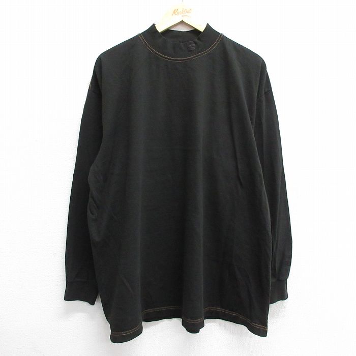 【20%OFF】XL★古着 スターター STARTER 長袖 Tシャツ メンズ 90年代 90s ワンポイントロゴ 大きいサイズ コットン モックネック ハイネック USA製 黒 ブラック 24oct08 中古