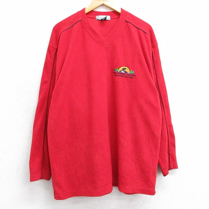 フリース トップス 鳥 レッド XL | 古着