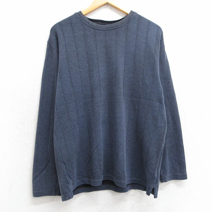L★古着 FADED GLORY 長袖 ビンテージ Tシャツ メンズ 00年代 00s クルーネック 紺 ネイビー 霜降り 25feb14 中古