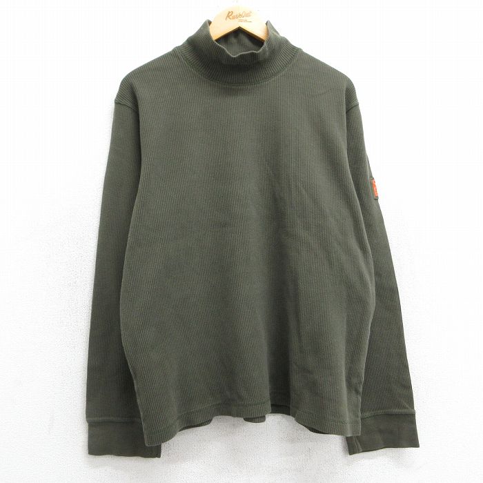 XL★古着 アバクロンビー Abercrombie&fitch 長袖 ビンテージ Tシャツ メンズ 90年代 90s コットン モックネック ハイネック 濃緑 グリーン 25feb14 中古