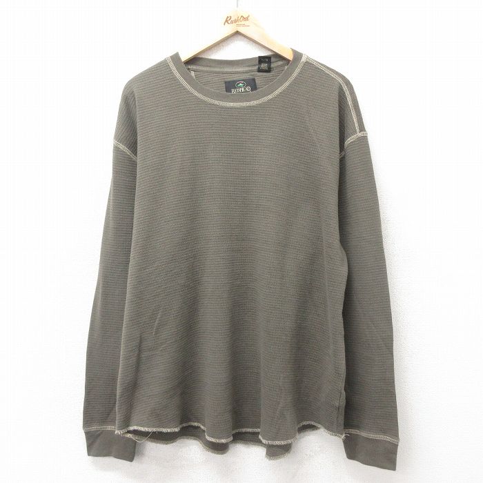 XL★古着 レッドヘッド 長袖 ビンテージ Tシャツ メンズ 00年代 00s 無地 コットン 緑 グリーン 25feb14 中古