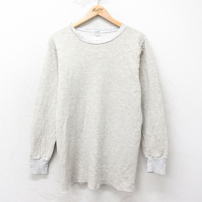 L★古着 デュオフォールド 長袖 ビンテージ Tシャツ メンズ 80年代 80s 無地 クルーネック グレー 霜降り 25feb14 中古