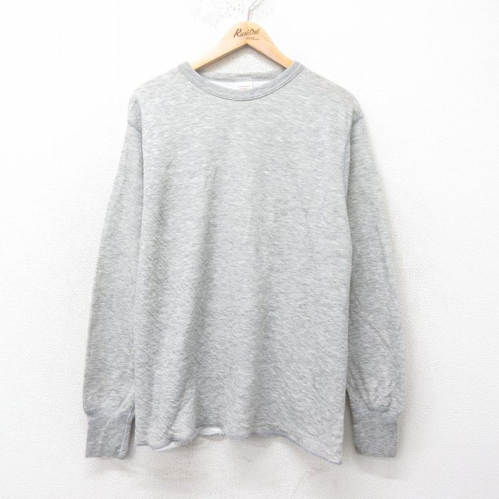 XL★古着 長袖 ビンテージ Tシャツ メンズ 90年代 90s 無地 クルーネック USA製 グレー 霜降り 25feb14 中古