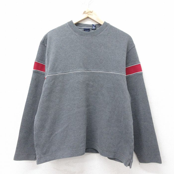 XL★古着 ギャップ GAP 長袖 ビンテージ Tシャツ メンズ 00年代 00s コットン クルーネック グレー 25feb14 中古