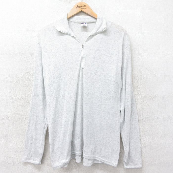 XL★古着 パタゴニア patagonia 長袖 ビンテージ ハーフジップ トップス メンズ 00年代 00s キャプリーン 無地 大きいサイズ USA製 グレー 霜降り 25feb14 中古
